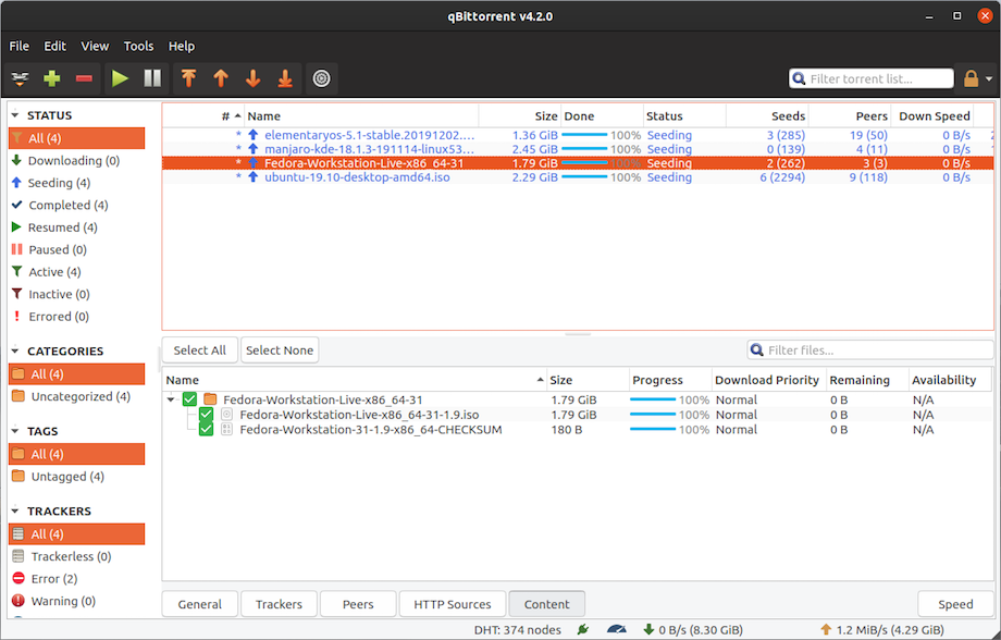 qBittorrent Main Window