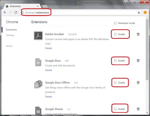 Google Chrome 55 - Installed Extensions