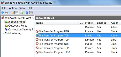FTP Command-Line Tool Firewall Settings on Windows