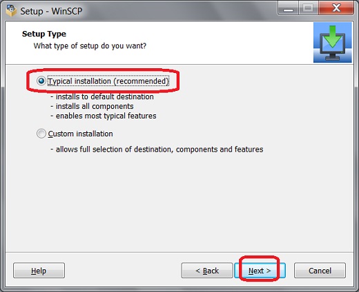 WinSCP Installation Screen