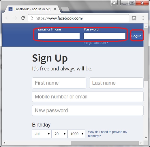 Login to Facebook with Web Browser