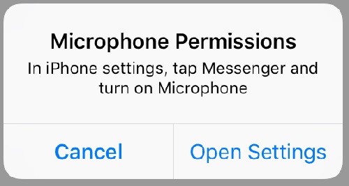Microphone Permissions Error on Messenger Call