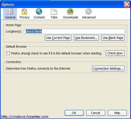 Mozilla Firefox 2.0 Home Page Setting