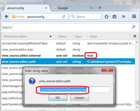 Mozilla Firefox 50.1 Configuration File - Edit Setting
