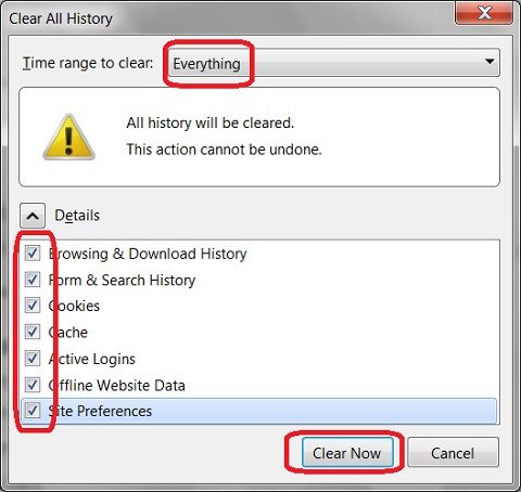 Mozilla Firefox 50.1 - Clear Private Data