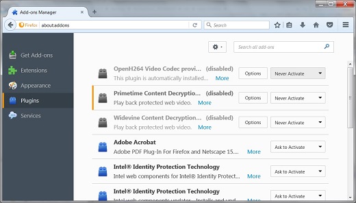 Mozilla Firefox 50.1 - Installed Add-ons