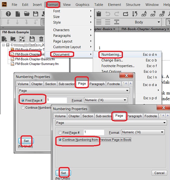 Continuous Page Numbering in FrameMaker Book