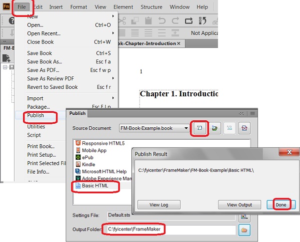 Publish FrameMaker Book as Basic HTML