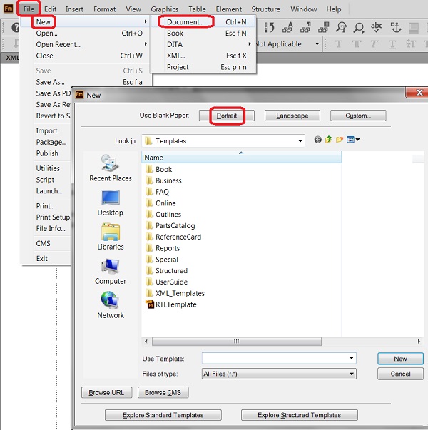 Create New FrameMaker Documents