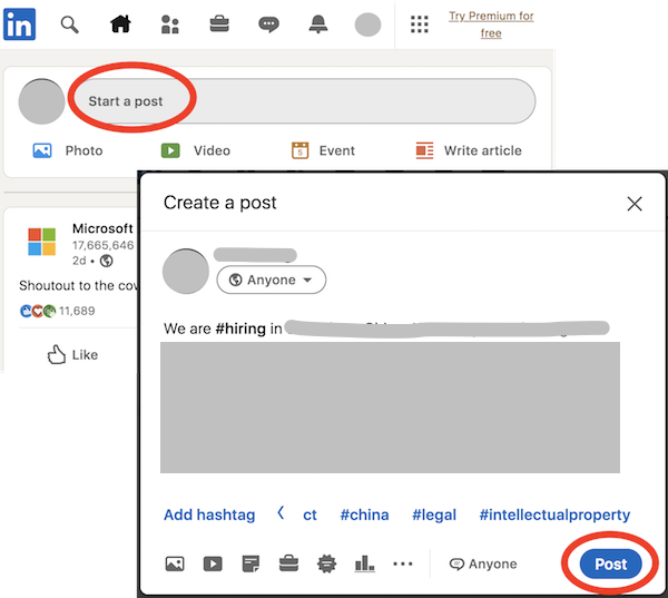 Write a New Post on LinkedIn