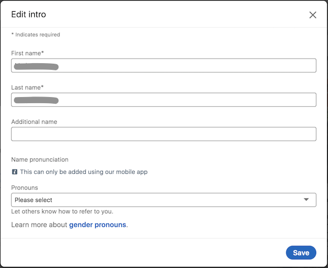 Edit Display Name of LinkedIn Account