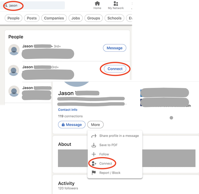 Find Friend and Send Connect Request
