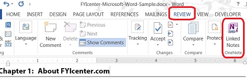 OneNote Linked Notes Add-in in Microsoft Word