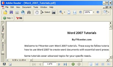 Converting Word Document to PDF Files