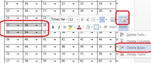 Delete Rows from a Table in Microsoft Word