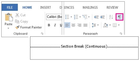 Show/Remove Section Breaks in Microsoft Word