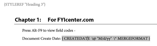 View Dynamic Field Codes in Microsoft Word