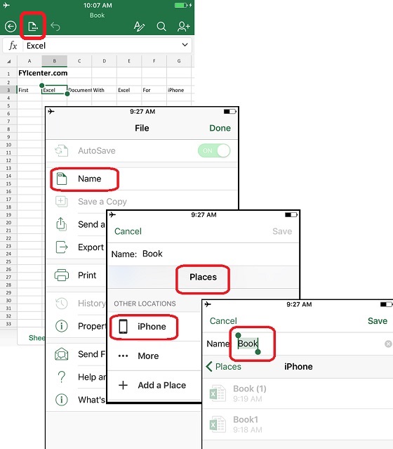 Save Changed Excel Document on iPhone
