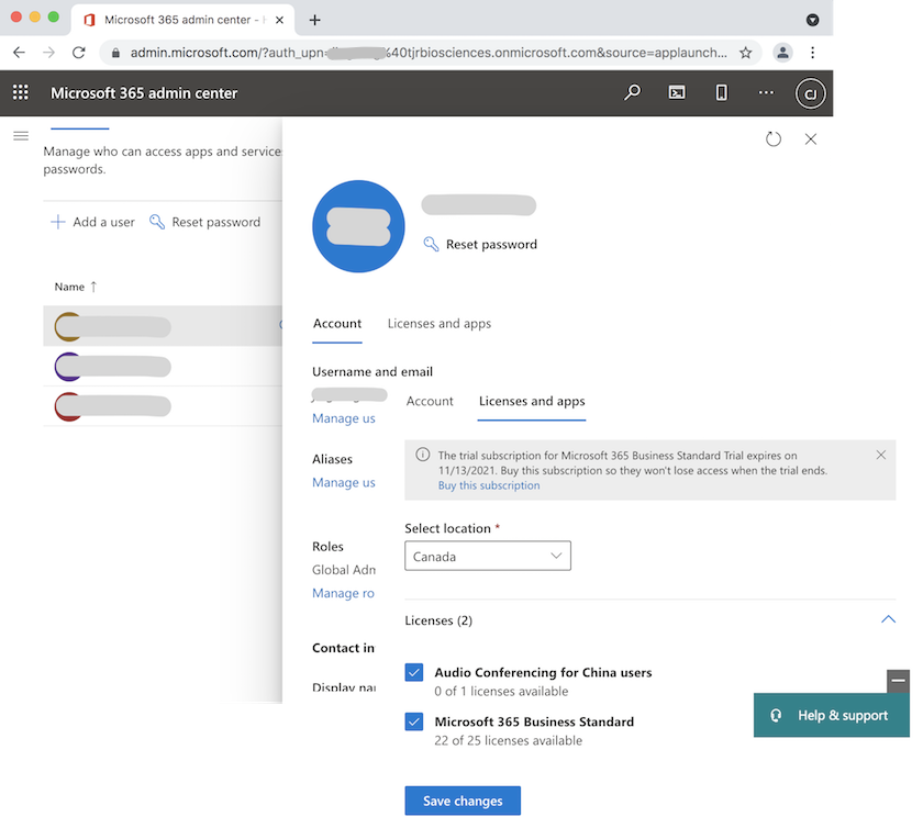 Microsoft 365 Business Admin Center - Manage Users