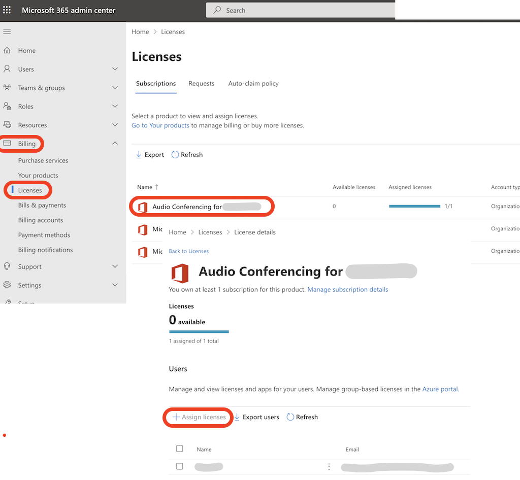 Assign Audio Conferencing License to User