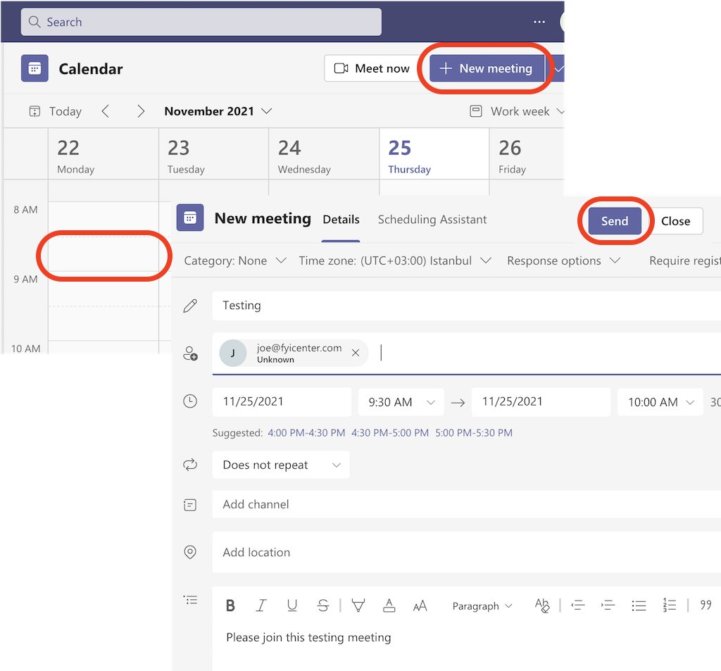 Schedule Meetings on Teams Meeting