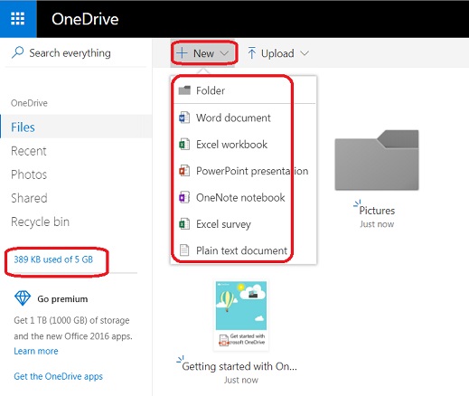 Create New Documents in Microsoft OneDrive