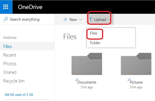 Upload Files and Folders to Microsoft OneDrive