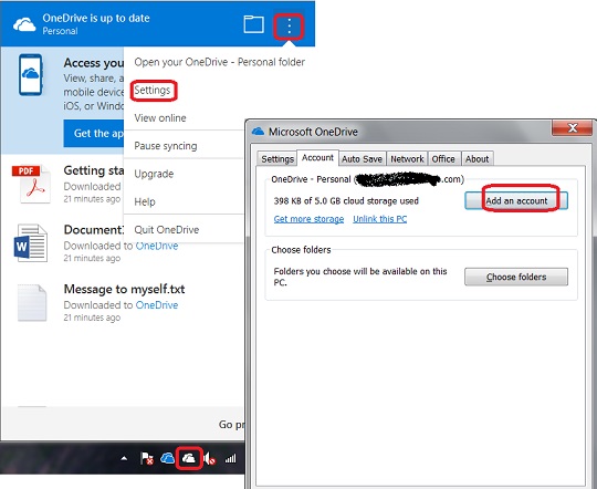 Add Another Account to OneDrive for Windows
