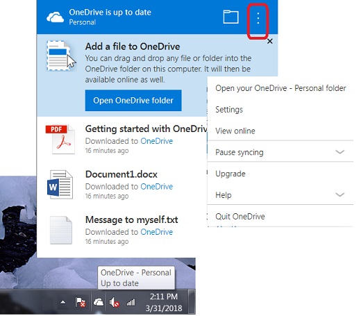 Access Control Screen of OneDrive for Windows