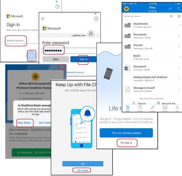 Sign In with OneDrive for iPhone