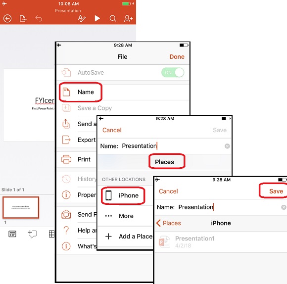 Save Changed PowerPoint Document on iPhone