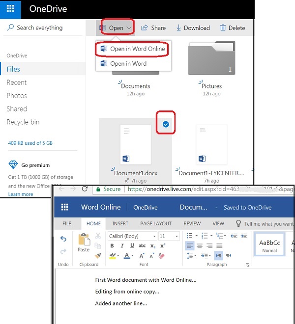 Open Word Document with Word Online