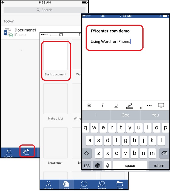 Get New Word Document on iPhone