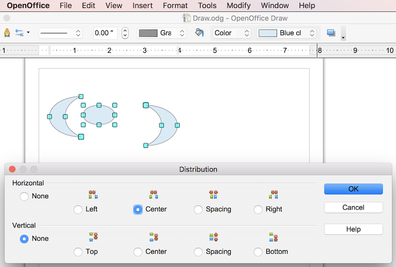 Distribution of Multiple Objects in OpenOffice
