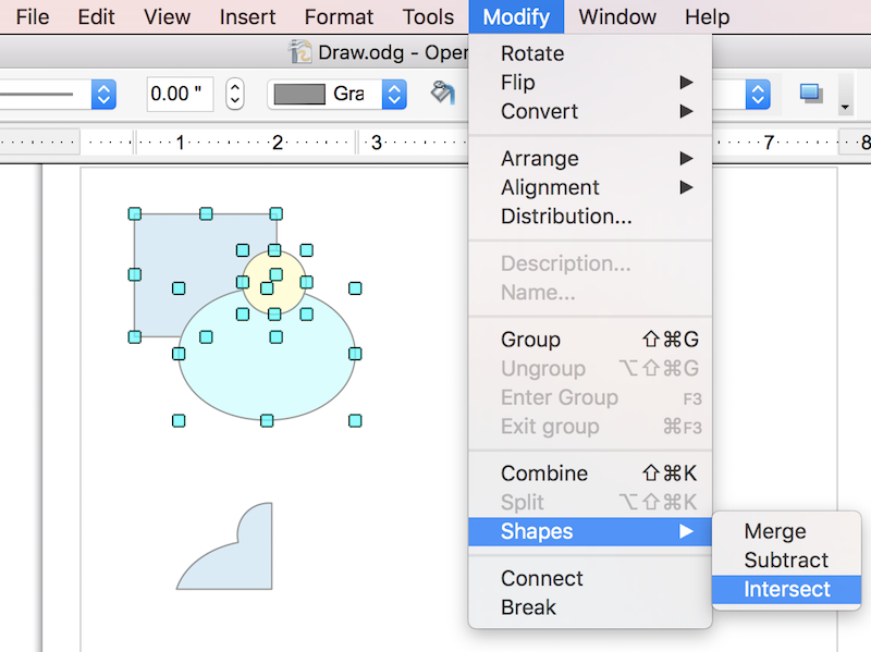Intersecting of Multiple Objects in OpenOffice