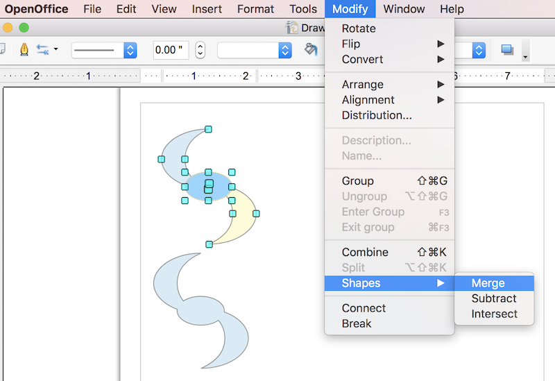 Merging of Multiple Objects in OpenOffice