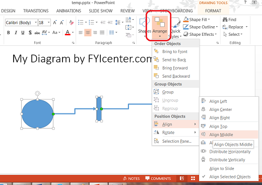 PowerPoint Line up Shapes Straight