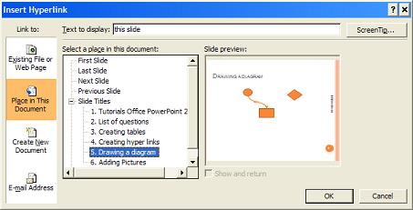 PowerPoint Insert Hyperlink on Slide