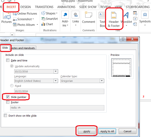 PowerPoint Turn on or Off Footer on Slides