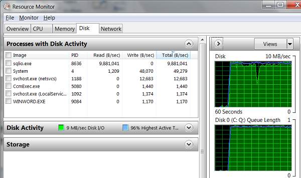 Resource Monitor - Disk Reading Speed