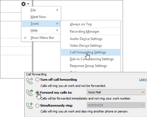 Call-Forwarding Settings in Skype for Business