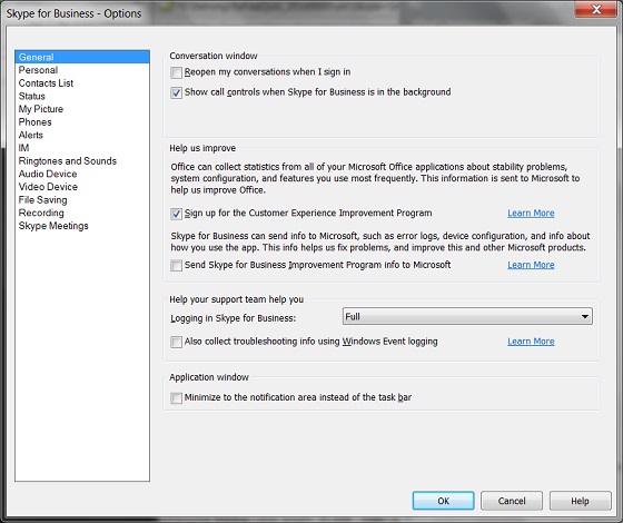 View All Conversations of on Skype for Business