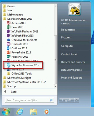 Start Skype for Business on Windows