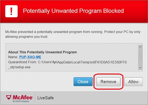 WinZip 21.0 Installation - PUP-XAO-ME Blocked by McAfee